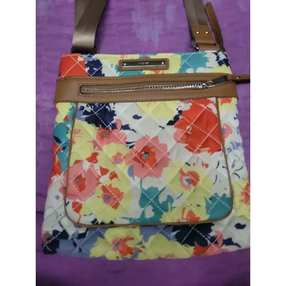 Nine West Quilted Floral Cross Body Purse Bag